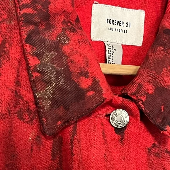 Trendy Red Denim Jacket - Picture 5 of 7